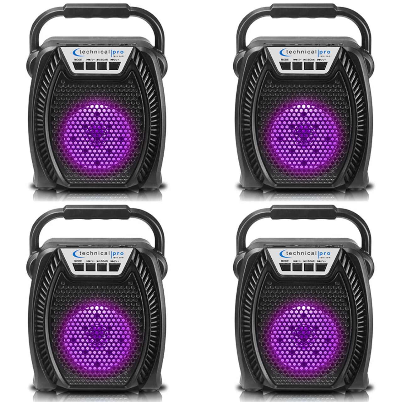 Technical Pro Rechargeable LED Bluetooth Speaker w/ USB/SD/FM Perfect Portable Speaker 30 Feet Bluetooth Range 4 inch
